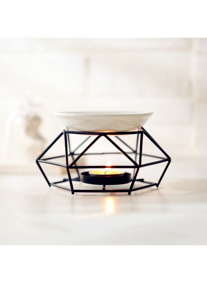 Delicate Romantic Iron Ceramic Aroma Wax Melt Warmer | Essential Oil Burner Candle Holder for Home Fragrance - Image 1